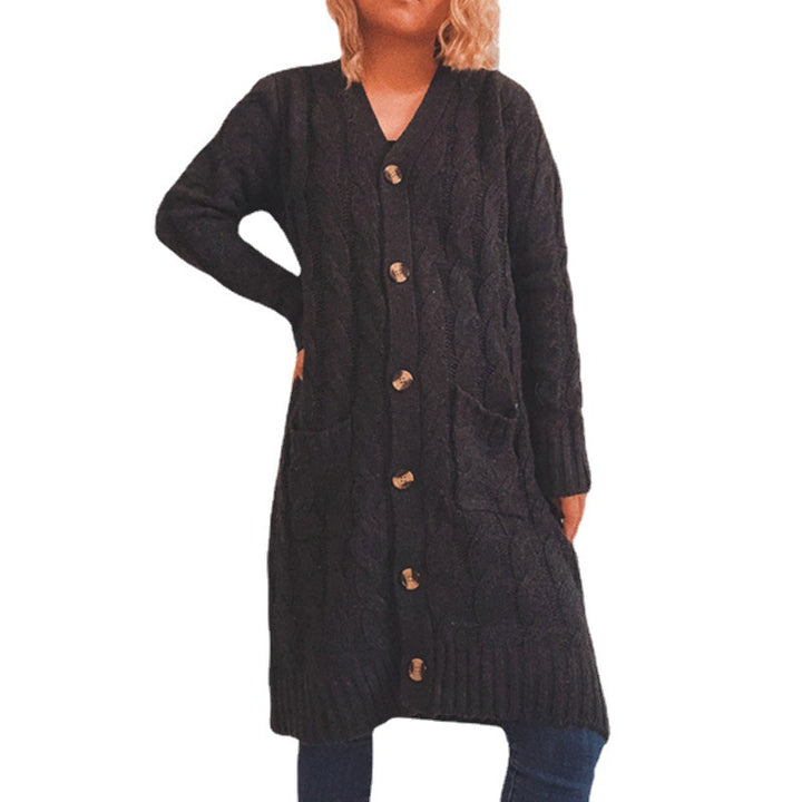 Damen Grobstrick-Cardigan mit Taschen und Knopfdetails Drune