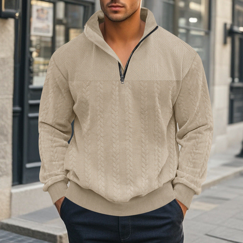 Herren Pullover mit strukturierter Optik und hohem Kragen Drune