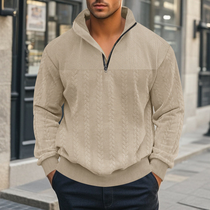 Herren Pullover mit strukturierter Optik und hohem Kragen Drune