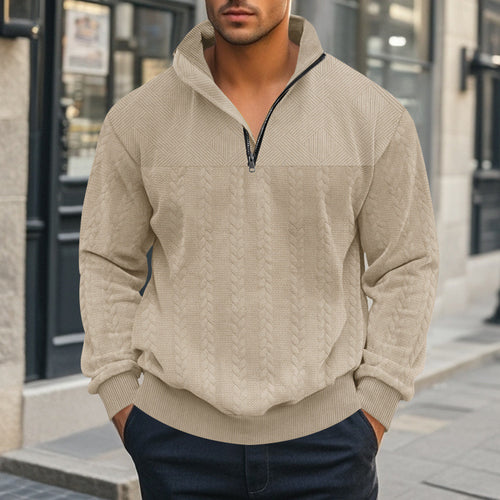 Herren Pullover mit strukturierter Optik und hohem Kragen Drune