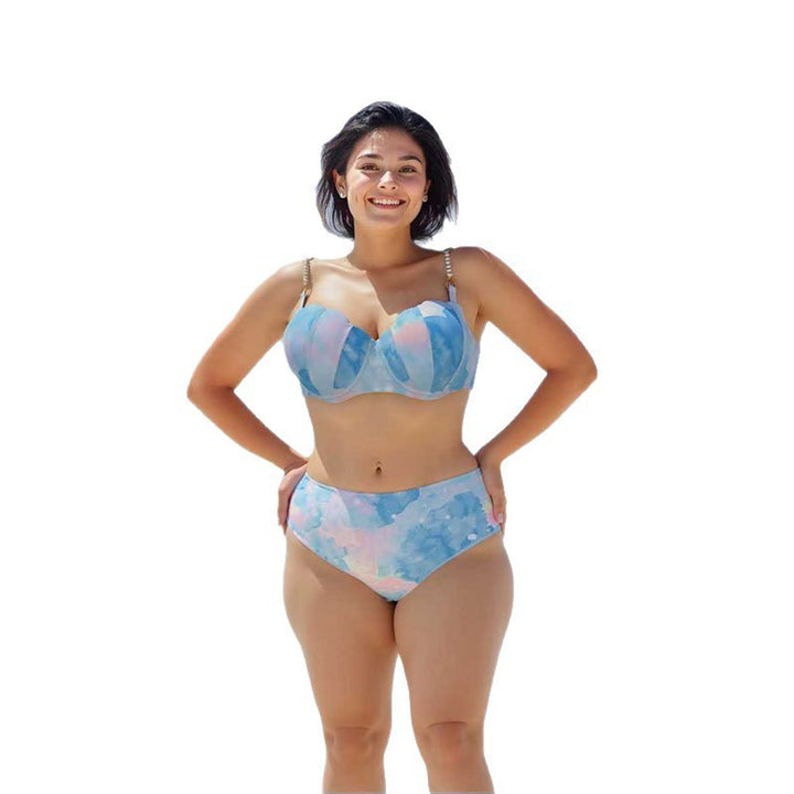 Damen Hoch geschnittenes Bikini-Set mit gepolstertem Oberteil und verstellbaren Trägern Drune