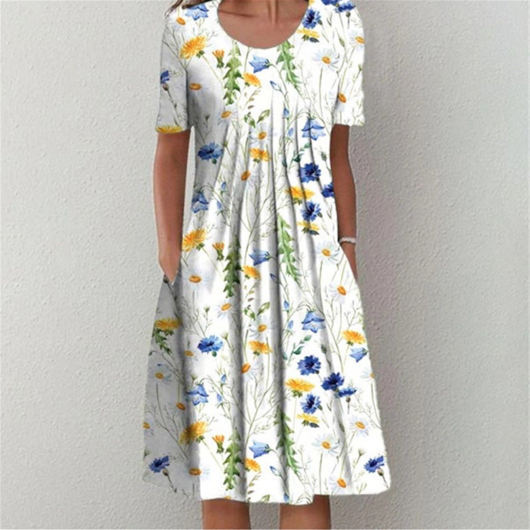 Damen Midi-Kleid mit elastischem Bund und seitlichen Taschen Drune