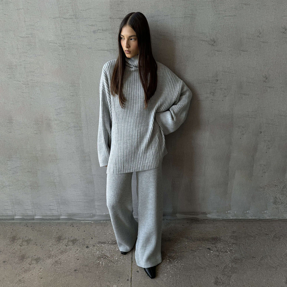 Damen Softer Strickpullover und lässige Hosen im Set Drune