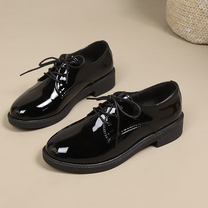 Damen klassische Schnürschuhe mit glänzender Oberfläche Drune