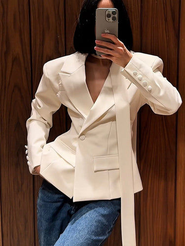 Damen Modischer Blazer mit elegantem Schalkragen und tailliertem Schnitt Drune