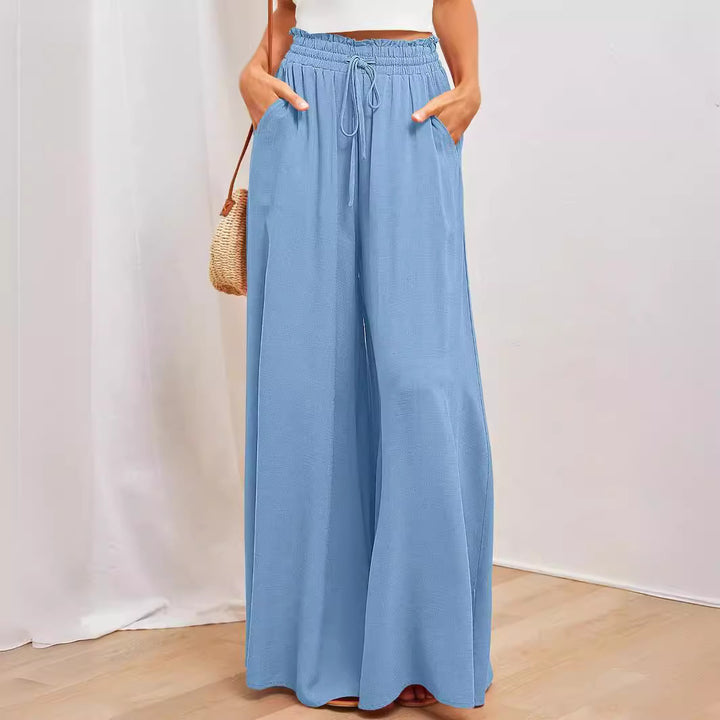 Damen weit geschnittene Sommerhose mit elastischem Bund und praktischen Taschen Drune