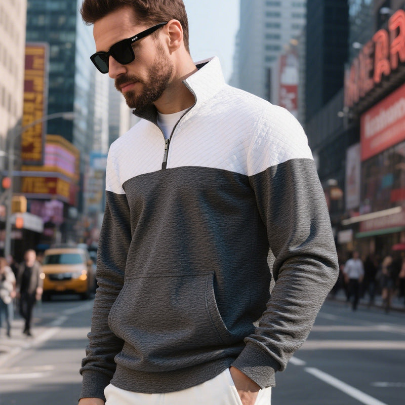 Herren modischer Sweatshirt mit hohem Kragen und zwei Taschen Drune