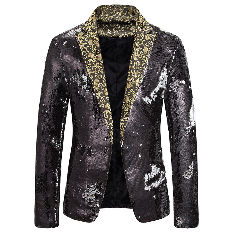 Herren extravagante Pailletten-Blazerjacke Drune