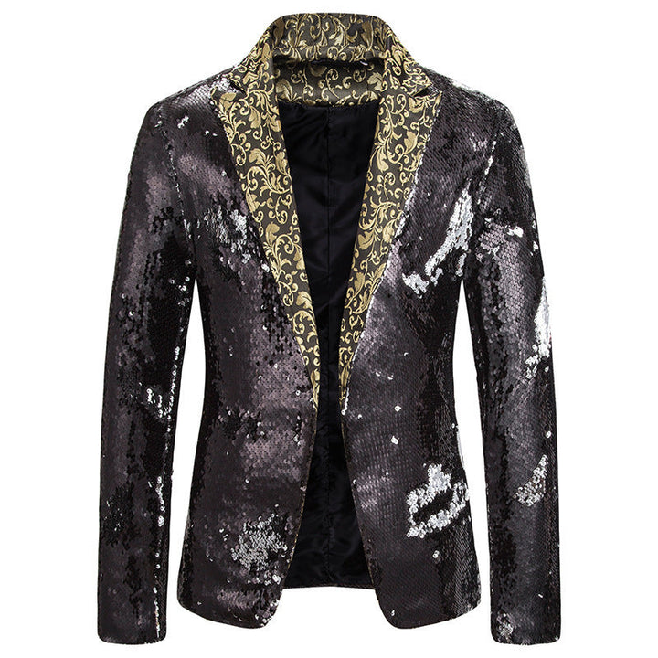 Herren extravagante Pailletten-Blazerjacke Drune
