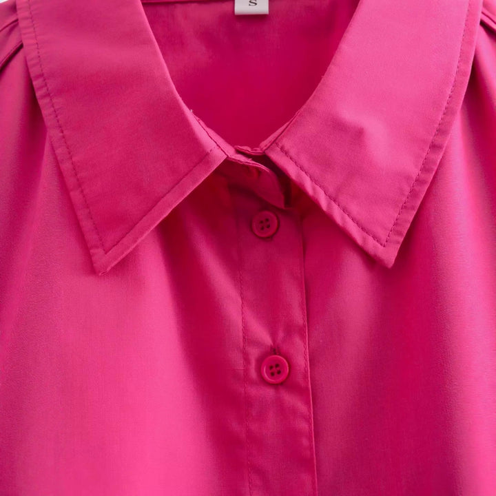 Damen cropped Bluse mit modernem Schnitt und praktischem Taschen-Design Drune