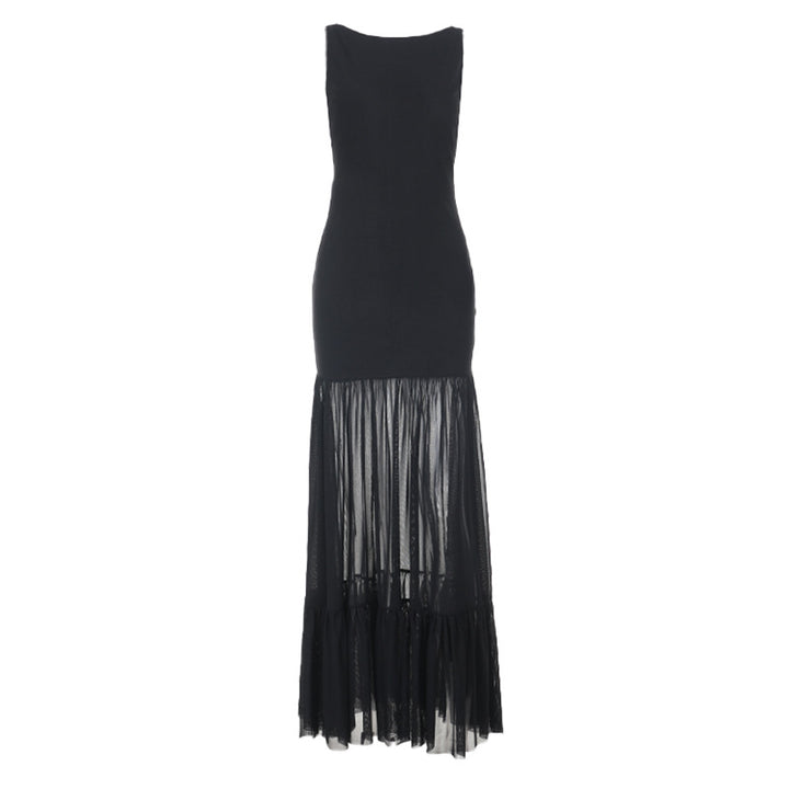 Damen Maxikleid mit transparentem unteren Saum Drune