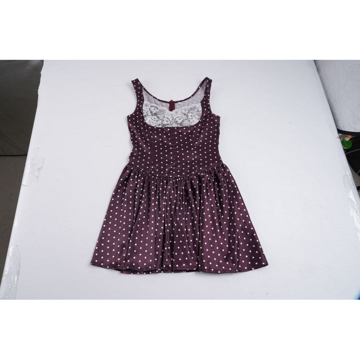 Damen Retro Polka-Dot Kleid mit Spitzen-Overlay Drune