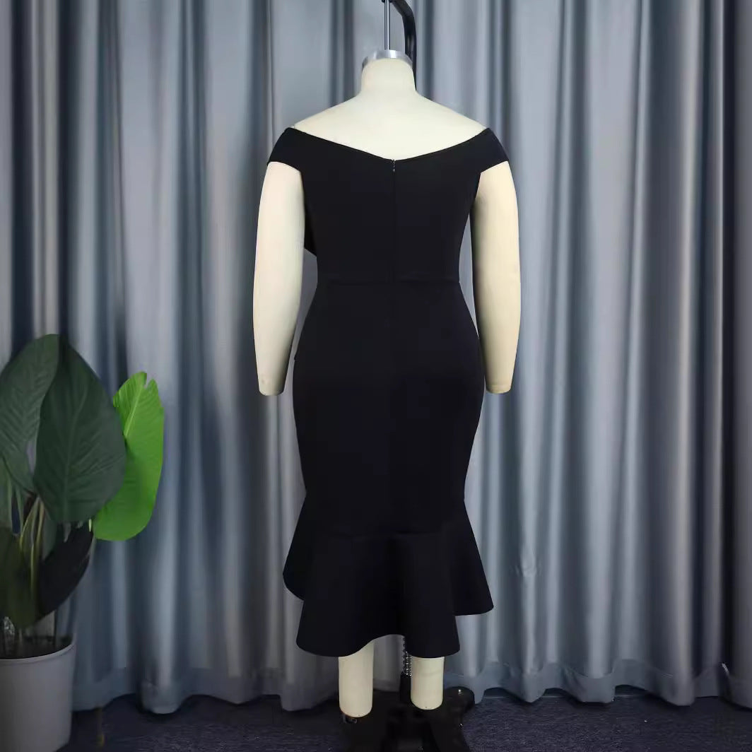 Damen Elegantes Abendkleid mit asymmetrischem Rüschendesign Drune