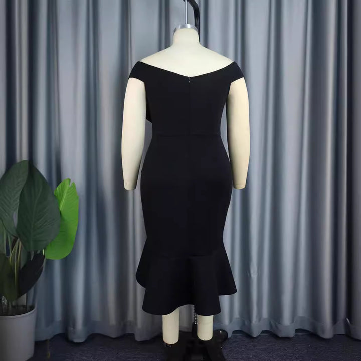 Damen Elegantes Abendkleid mit asymmetrischem Rüschendesign Drune
