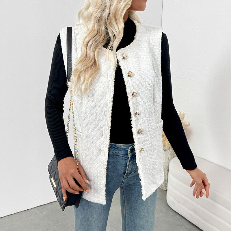 Damen Strickweste mit eleganter Knopfleiste und praktischen Taschen Drune