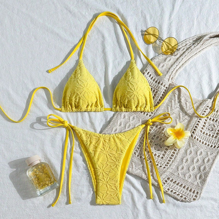 Damen Triangel-Bikini mit floraler Stickerei Drune