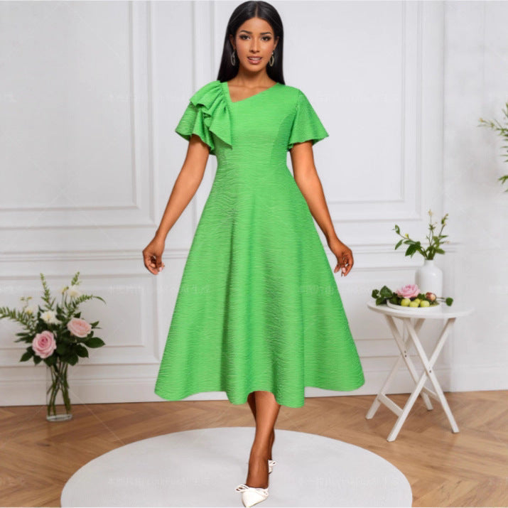 Damen elegantes Midikleid mit Rüschen-Details Drune