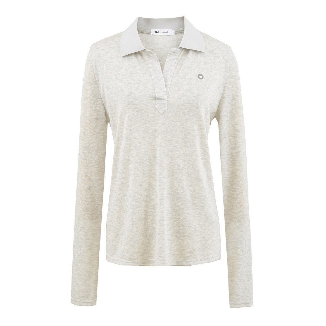 Damen Langarm-Polohemd mit modernem Kragen und hochqualitativem Materialmix Drune