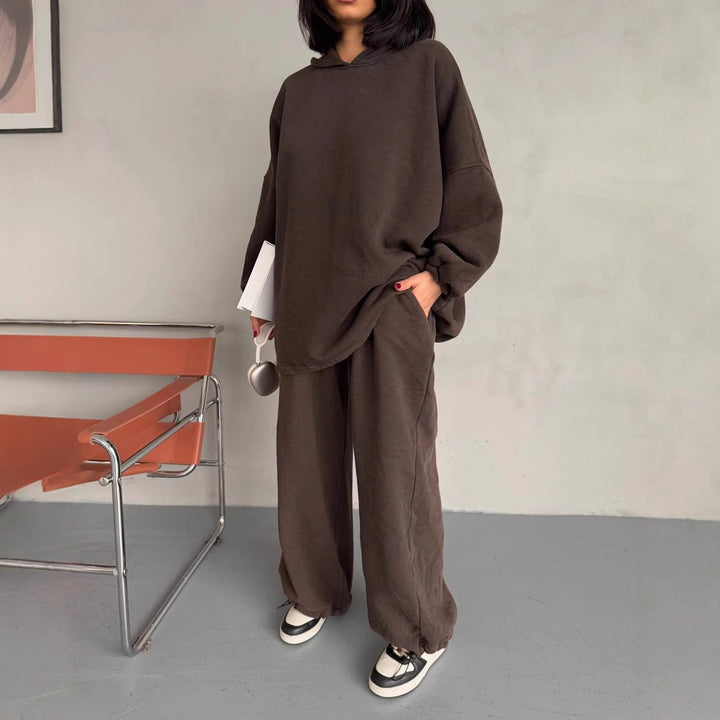 Damen lässiges Oversized-Loungewear-Set mit Kapuze und elastischem Bund Drune