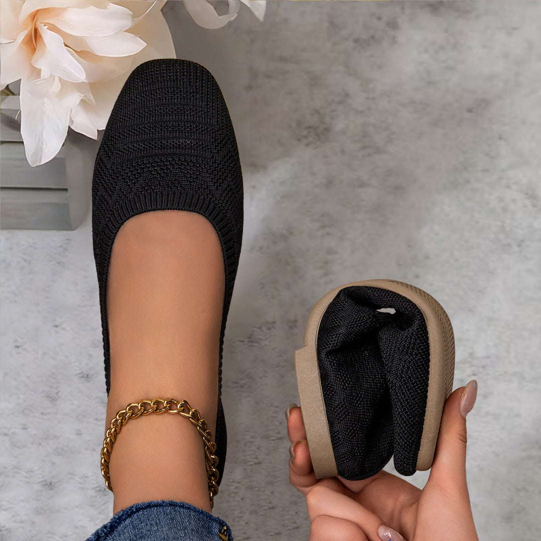 Damen Bequeme Ballerinas aus elastischem Strickmaterial mit flexibler Sohle Drune