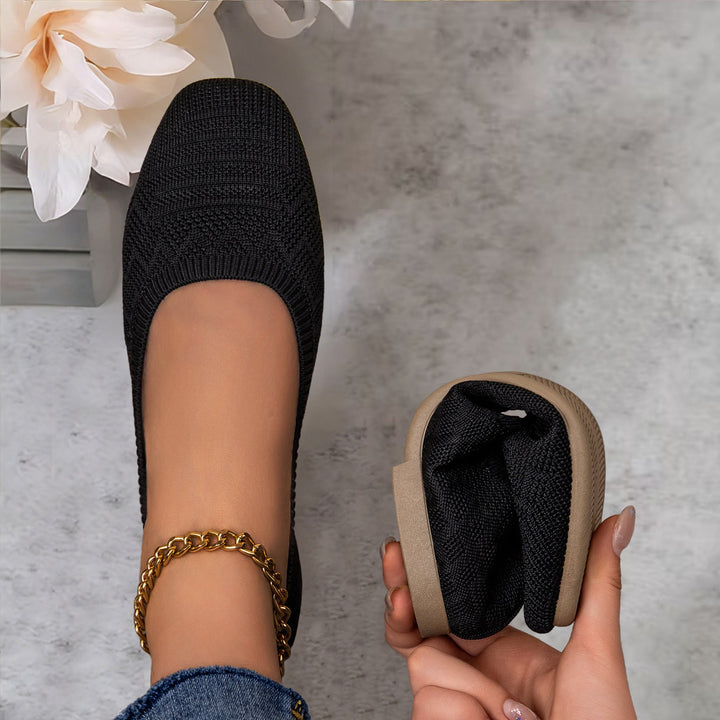 Damen Bequeme Ballerinas aus elastischem Strickmaterial mit flexibler Sohle Drune