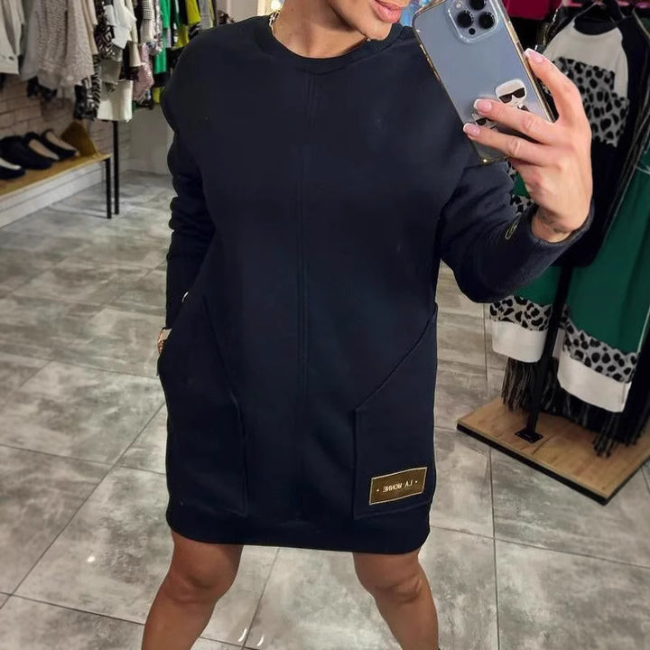 Damen Sweatshirtkleid mit praktischen Seitentaschen und modernem Design Drune