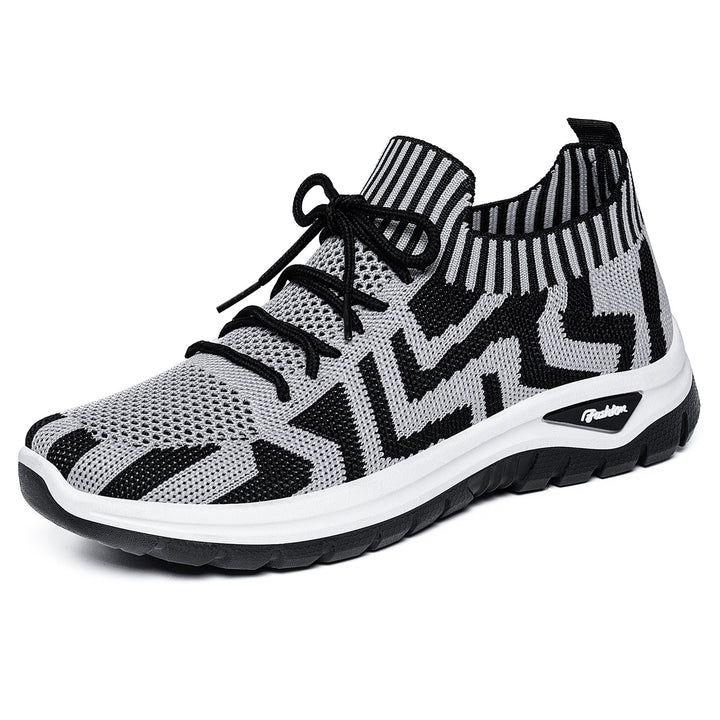 Damen nan gestrickter Sockensneaker mit Jacquard-Muster, elastischem Schaft, integrierter Schnürung und stoßdämpfender Profilsohle Drune