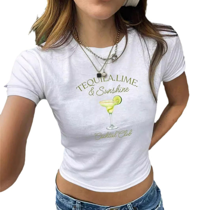 Damen Crop-T-Shirt mit kreativen Schleifen-Details Drune