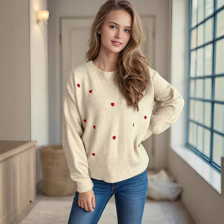 Damen Pullover mit verspieltem Herzdesign Drune