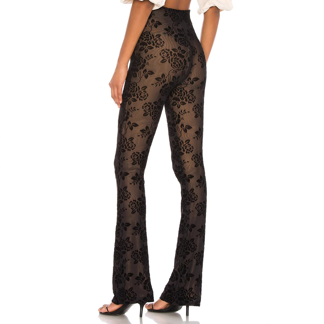 Damen Transparente Blumengemusterte Hose Drune