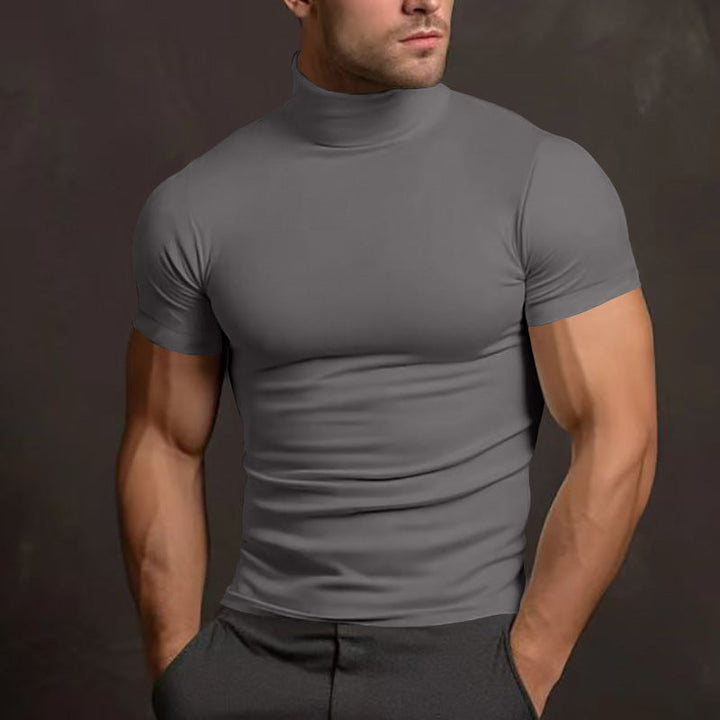 Herren nan körperbetontes Kurzarm-Rollkragenshirt aus Stretchjersey Drune