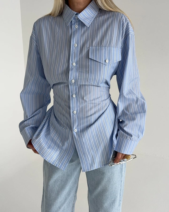 Damen Elegante Oversized Bluse mit Knopfdetails und lässigen Ärmeln Drune
