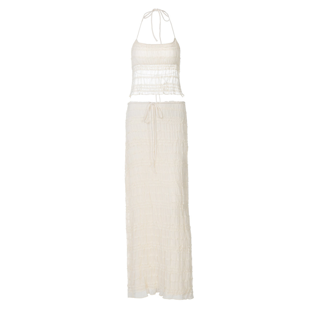 Damen Maxikleid mit schulterfreiem Design und Raffungen Drune