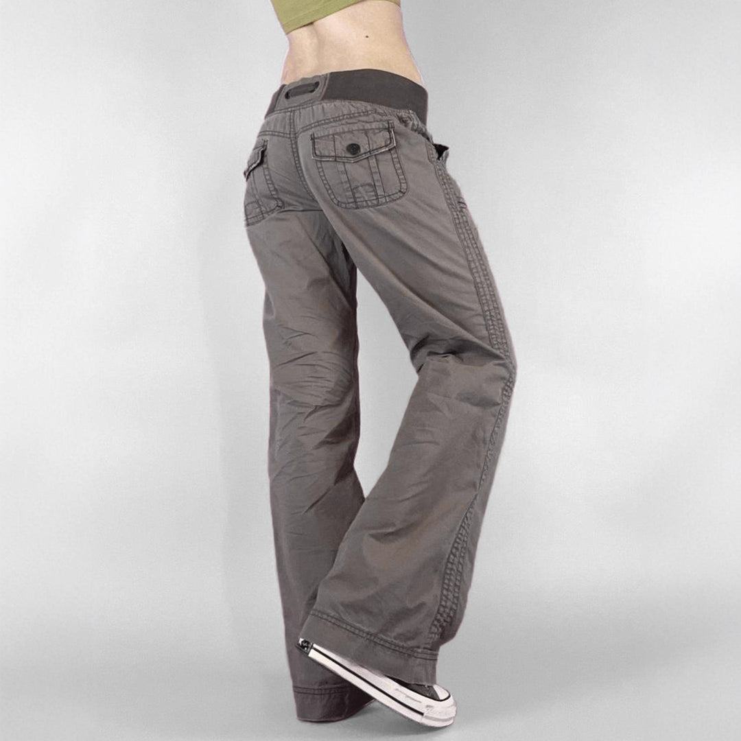 Damen lässige Flared Jeanshose mit hohem Bund und weitem Bein Drune