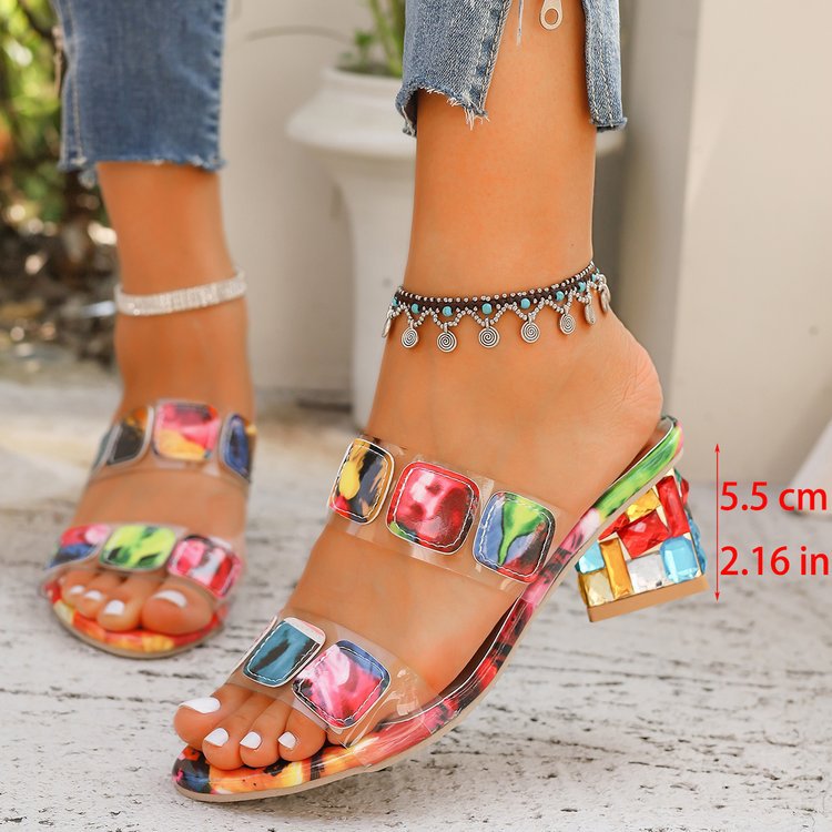 Damen Transparente Sandalen mit bunten, geometrischen Akzenten Drune