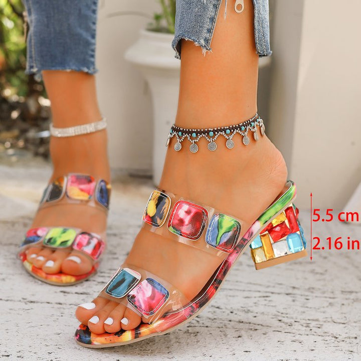 Damen Transparente Sandalen mit bunten, geometrischen Akzenten Drune