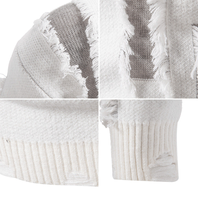 Herren moderner Strickpullover mit trendigen Fransen und einzigartigem Design Drune