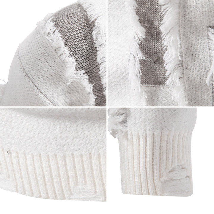 Herren moderner Strickpullover mit trendigen Fransen und einzigartigem Design Drune