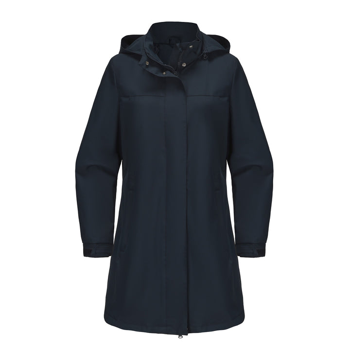 Damen funktionale Übergangsjacke mit verstellbarem Kapuzenkragen und praktischen Taschen Drune