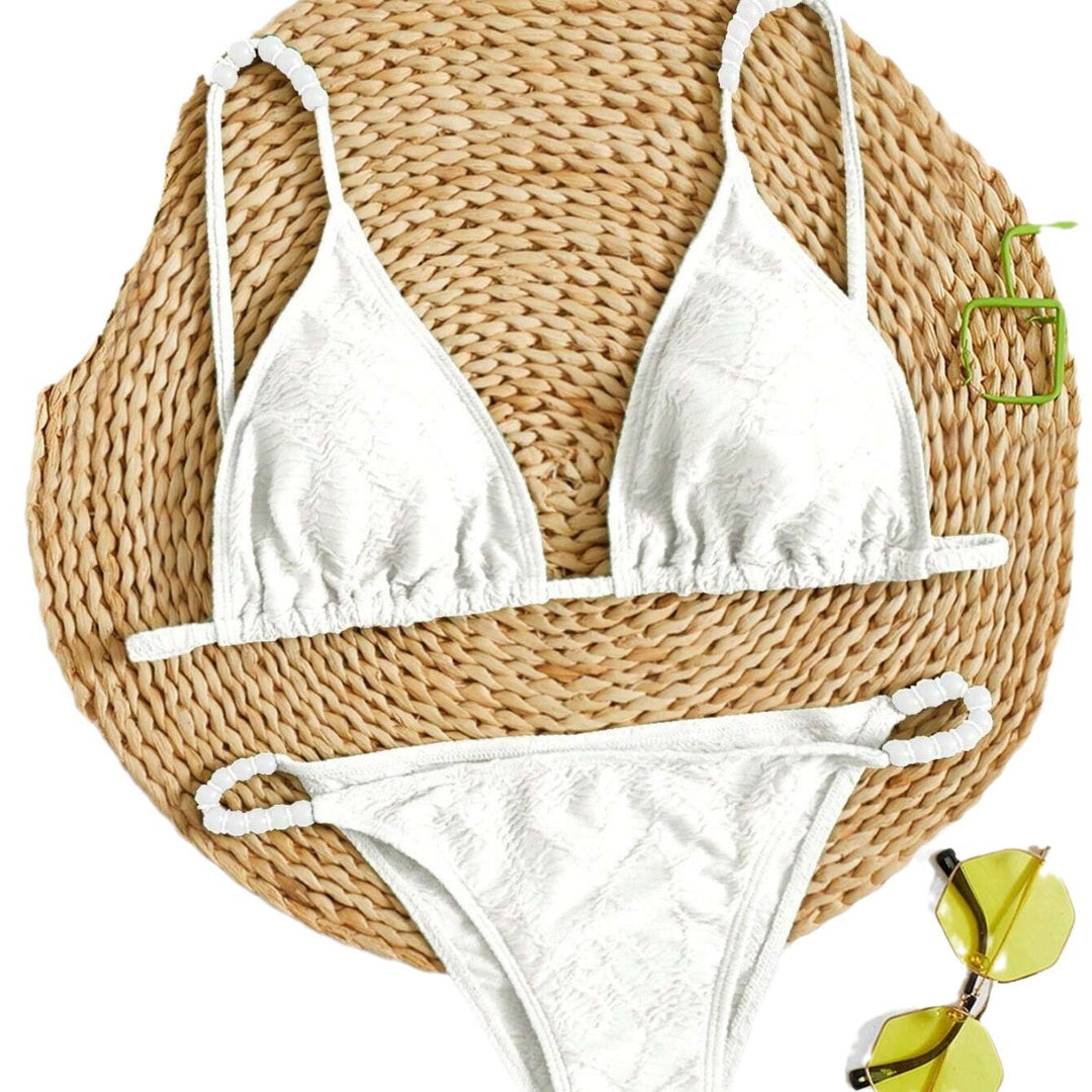 Damen Triangel-Bikini mit elegantem Knotendetail und rippstrukturiertem Stoff Drune