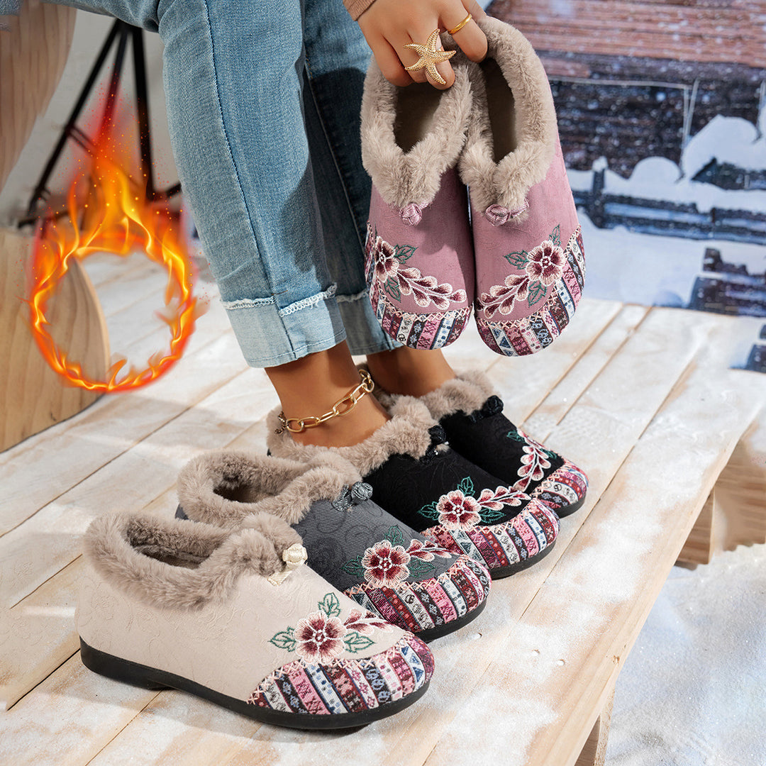 Damen Hausschuhe mit weichem Futter und modischem Flower-Design Drune