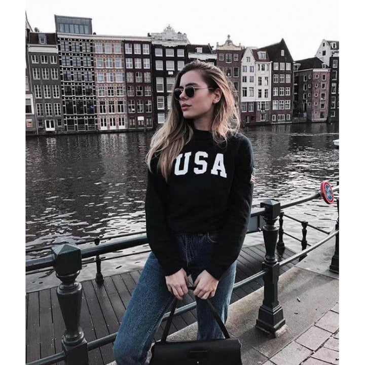 Damen Oversized Sweatshirt mit kreativem Druck Drune