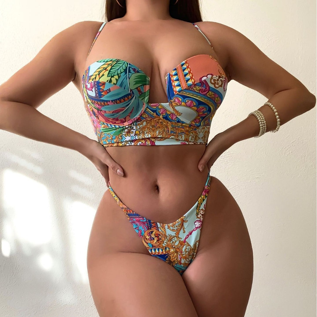 Damen Bügel-Bikini-Set mit floralen Akzenten Drune