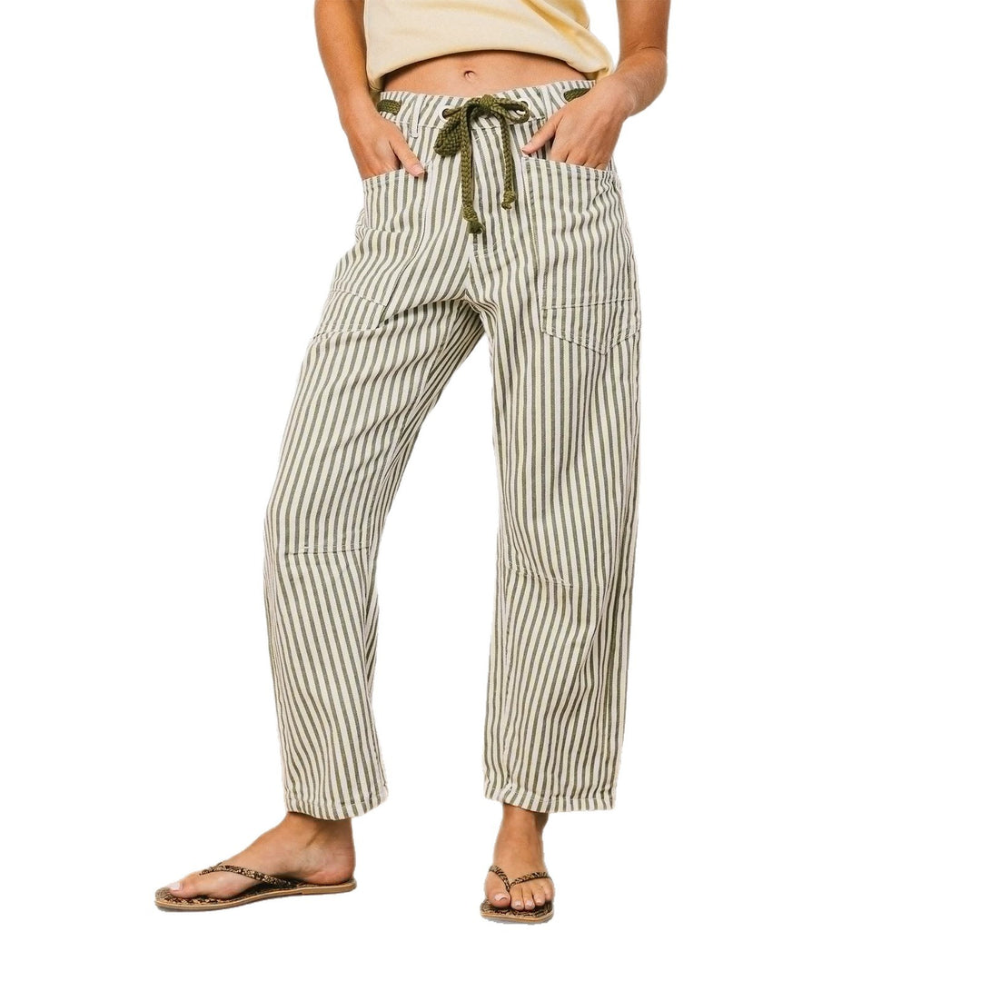 Damen nan lässige Cargo-Denim Culotte mit Kordelbund und großen aufgesetzten Taschen Drune
