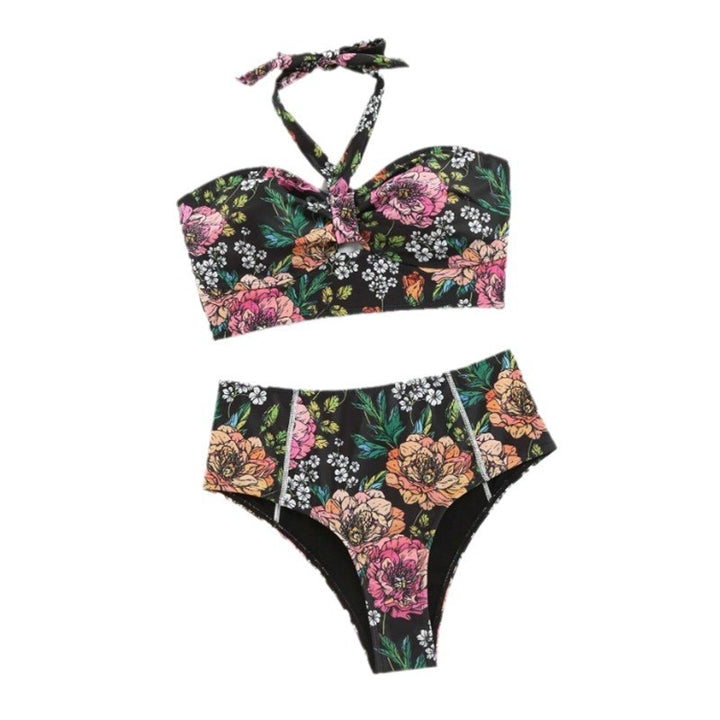 Damen Bikini-Set mit floralem Design und hoch geschnittenem Höschen Drune