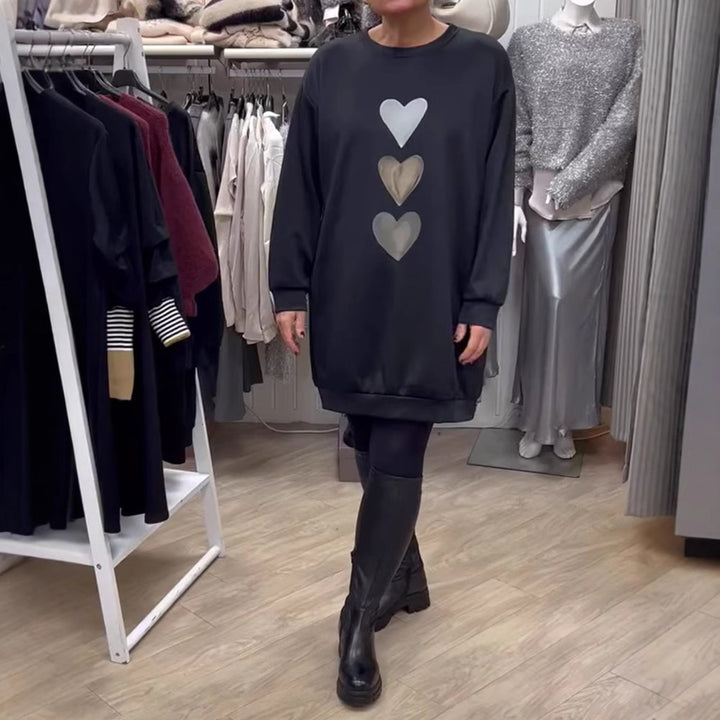 Damen Kapuzenshirt mit Herzmotiven und lockerer Passform Drune