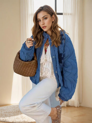 Damen gesteppte Übergangsjacke mit floralem Stickdesign Drune