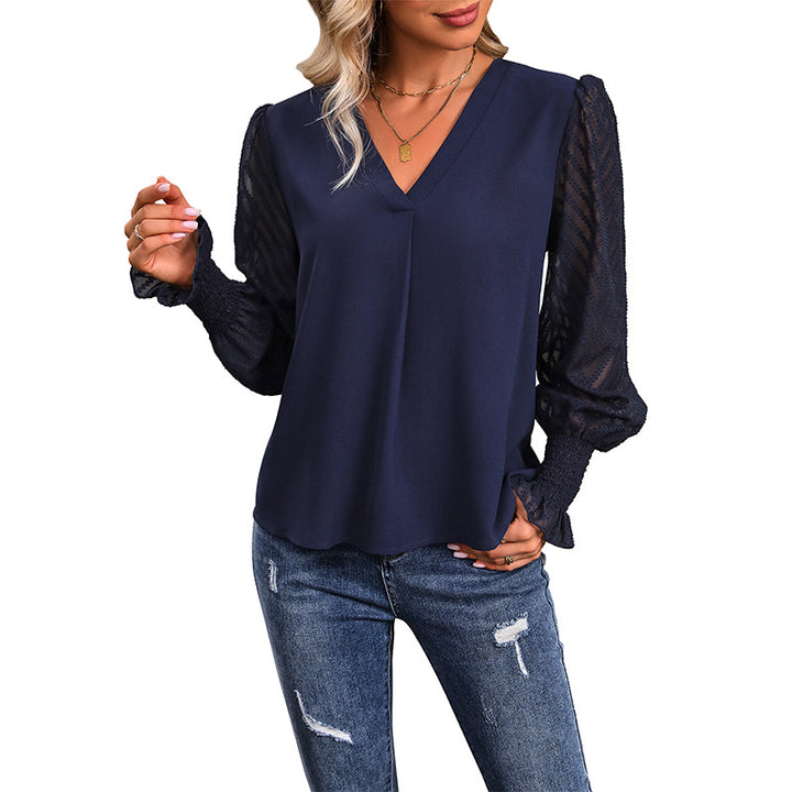 Damen Bluse mit Rüschendetails und transparenten Ärmeln Drune