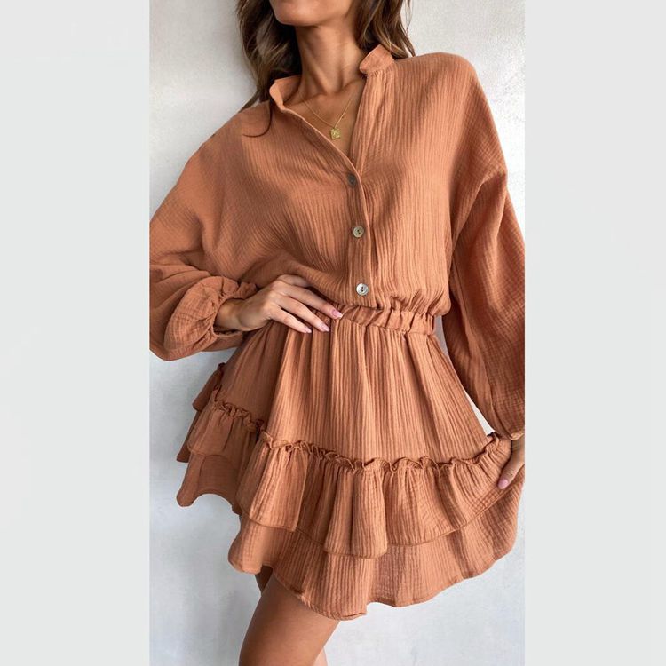 Damen Blusenkleid mit Rüschendetails und tailliertem Schnitt Drune