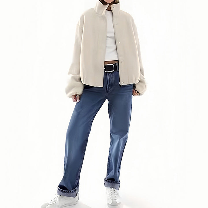 Damen Oversized Fleecejacke mit hohem Kragen und Reißverschluss Drune